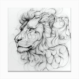 Lion Head Drawing Canvas Print