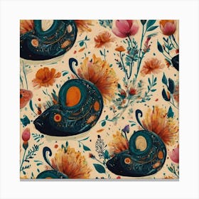 Snails And Flowers Canvas Print