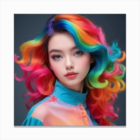 Young Woman With Colorful Hair Canvas Print