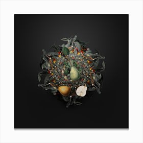 Vintage Winter Citron Fruit Wreath on Wrought Iron Black Canvas Print