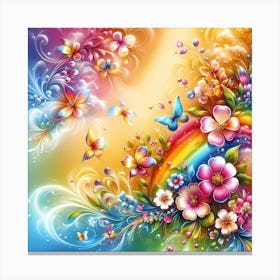 Rainbow Flowers Canvas Print