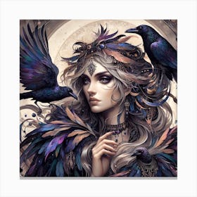 Crow And Maiden 1 Canvas Print