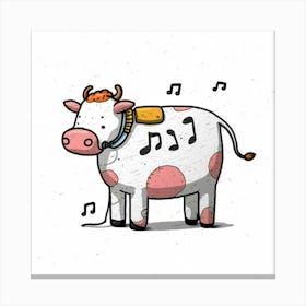 Cow With Music Notes Canvas Print