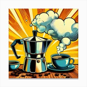 Steaming Pot Of Coffee, Pop Art Canvas Print