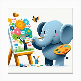 Cartoon Elephant Painting 2 Canvas Print