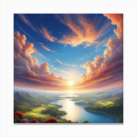 Sunset Over Lake 5 Canvas Print