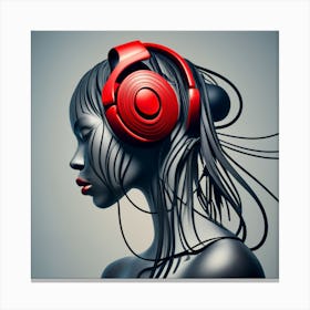 Woman With Headphones 55 Canvas Print