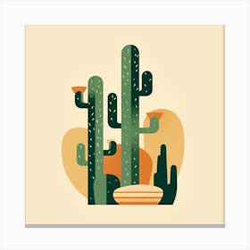 Rizwanakhan Simple Abstract Cactus Non Uniform Shapes Petrol 10 Canvas Print
