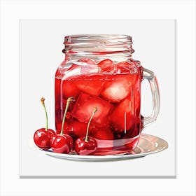 Cherry Juice In A Mason Jar 1 Canvas Print