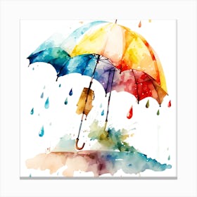 Umbrella In The Rain 1 Canvas Print