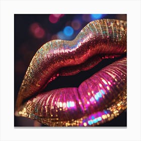 Gold and pink Lips Canvas Print