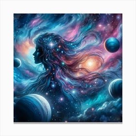 Woman In Space paintings art print Canvas Print