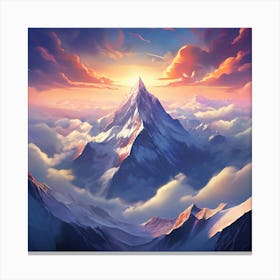 Snow Cappoed Mountains Tower Above The Clouds Breathtaking Landscape Visible From High Altitudes Canvas Print