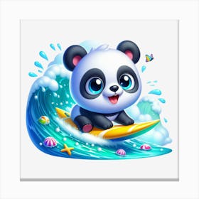 Panda Bear Surfing 1 Canvas Print