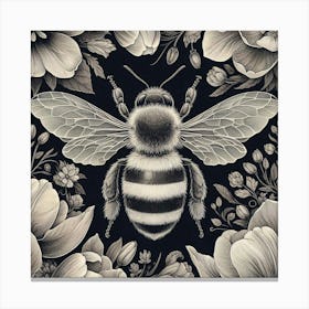 Bee And Flowers 9 Canvas Print