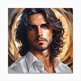 Portrait Of A Man With Long Hair 1 Canvas Print