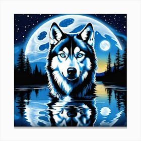 Wolf In The Moonlight Canvas Print