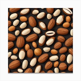 Almonds On A Black Background 10 Canvas Print