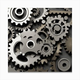 Gears On A Black Background 37 Canvas Print