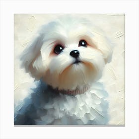 Adorable Maltese Dog Oil Painting 4 Canvas Print