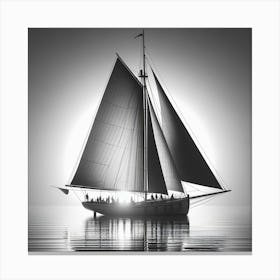 Sailing Boat In Black And White Canvas Print