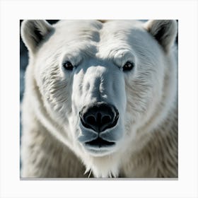 A Close Up Of A Majestic Polar Bear, Capturing Its Intense Gaze And Powerful Presence Canvas Print