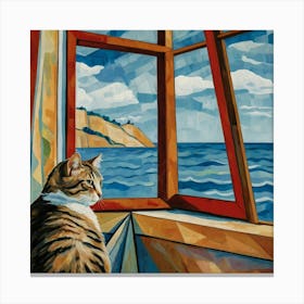 Cat Looking Out Window 3 Canvas Print