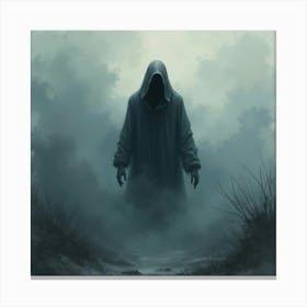 Horror Figure Emerging From A Watercolor Dark Fog 1 Canvas Print