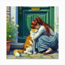 Girl with a cat Canvas Print