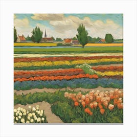 Flower Beds In Holland, Vincent Van Gogh 4 Canvas Print
