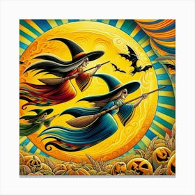 Witches Flying Canvas Print