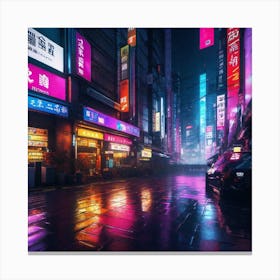 Neon City At Night Canvas Print