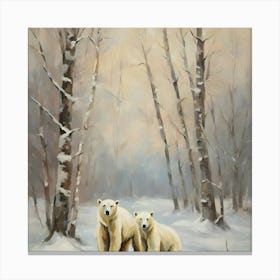 Polar Bears In The Snow Canvas Print