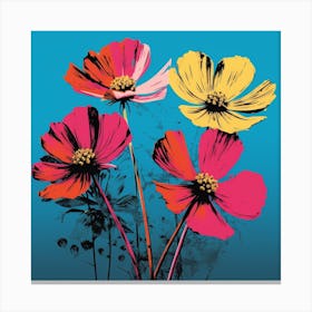 Andy Warhol Style Pop Art Flowers Cosmos 3 Square Canvas Print