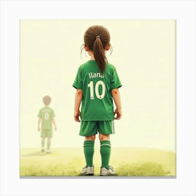 Girl In Soccer Uniform Canvas Print