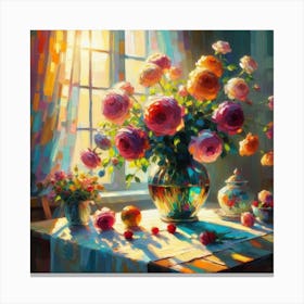 Roses In A Vase Canvas Print