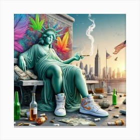 Statue Of Liberty Smoking Marijuana Canvas Print