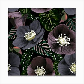 Dark Flowers Purple Canvas Print