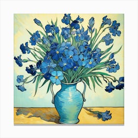 Blue Flowers In A Vase Canvas Print