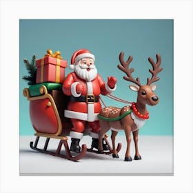 Santa Claus And Reindeer 1 Canvas Print