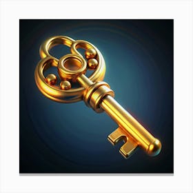 A Golden Key With Ornate Design Canvas Print