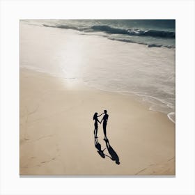 Couple Holding Hands On The Beach 1 Canvas Print