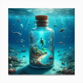 Mermaid In A Bottle 8 Canvas Print
