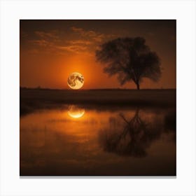 Moon And A Tree Canvas Print