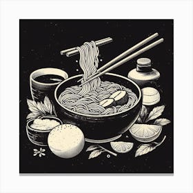 Asian Noodle Illustration Canvas Print