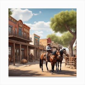 Western Town In Texas With Horses No People Ultra Hd Realistic Vivid Colors Highly Detailed Uh (1) Canvas Print