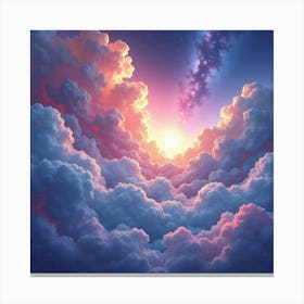 Vibrant Cosmic Clouds In Watercolor With Ethereal Glow 1 Canvas Print