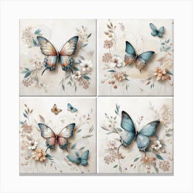 Decorative Art Butterfly Tiles Canvas Print