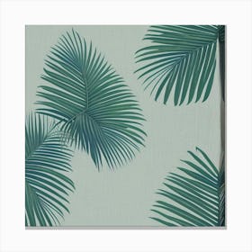 Bali Palm Leaves Blue And Gree Canvas Print