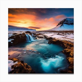 Waterfall In Iceland Canvas Print